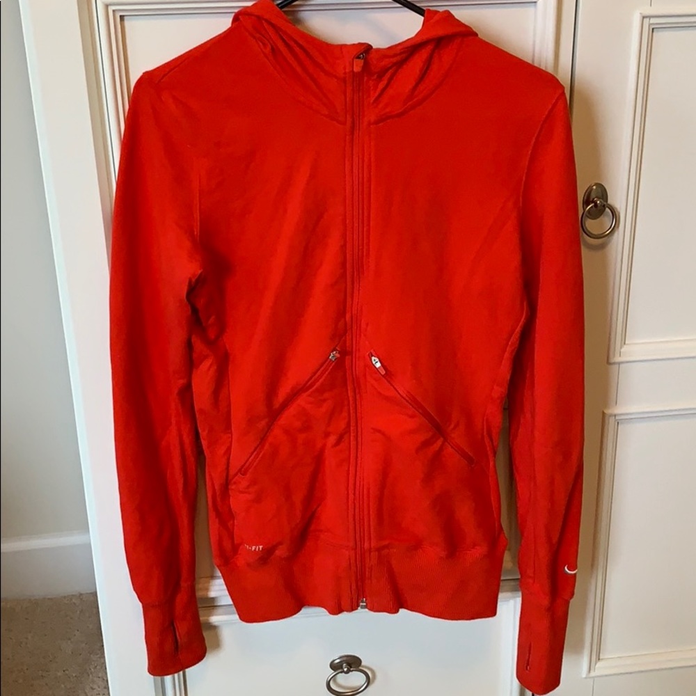 Nike running hooded zip up Dri-Fit S Red